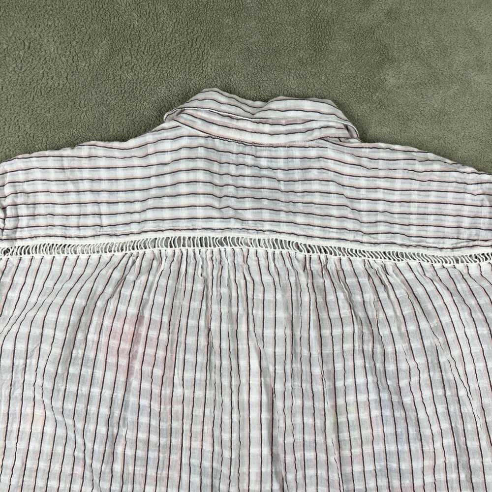 Pilcro Anthropologie Embroidered Short Sleeve Henley Shirt Small Boho Boxy - Picture 6 of 12